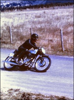 A BSA Gold Star leaning into a turn.