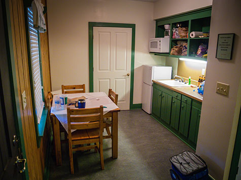 Kitchen table in a cabin at Caddo Lake State Park