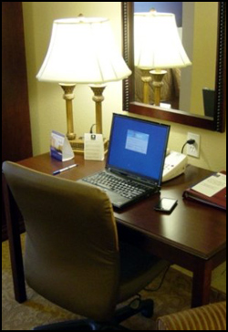 Hotel desk.
