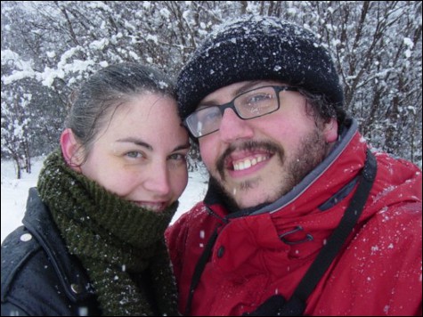 My wife and I in the snow.