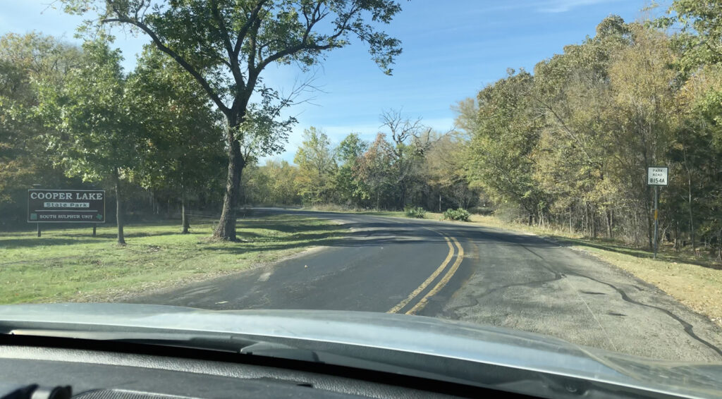 The entrance to Cooper Lake State Park.