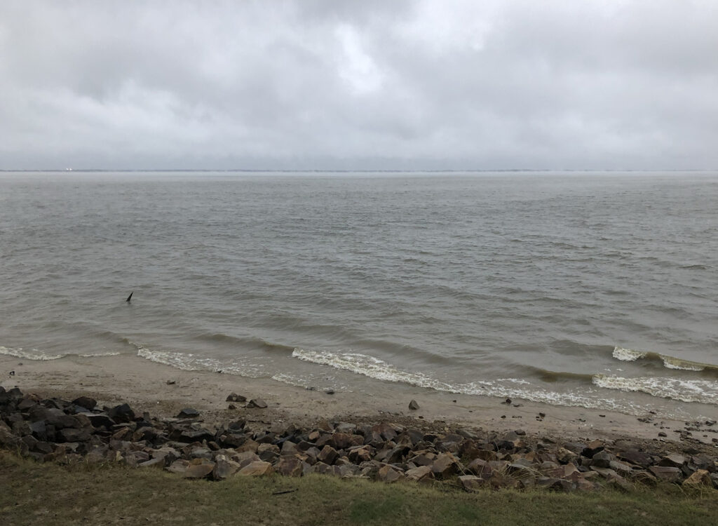 Cooper Lake in the rain. A cold wind driving the waves.