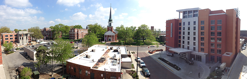 Panorama of the Broadway Hotel and Stephens College