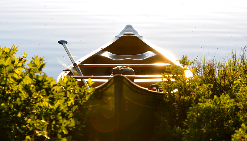 Canoe at the side of a lake