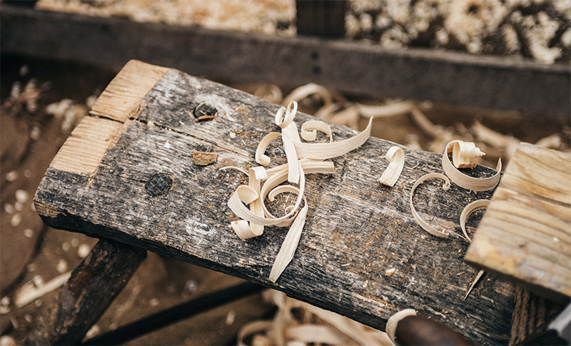 Wood curls left over from carving