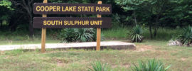 Cooper Lake State Park sign.