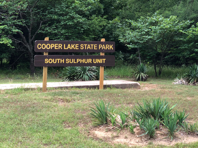 Cooper Lake State Park sign.