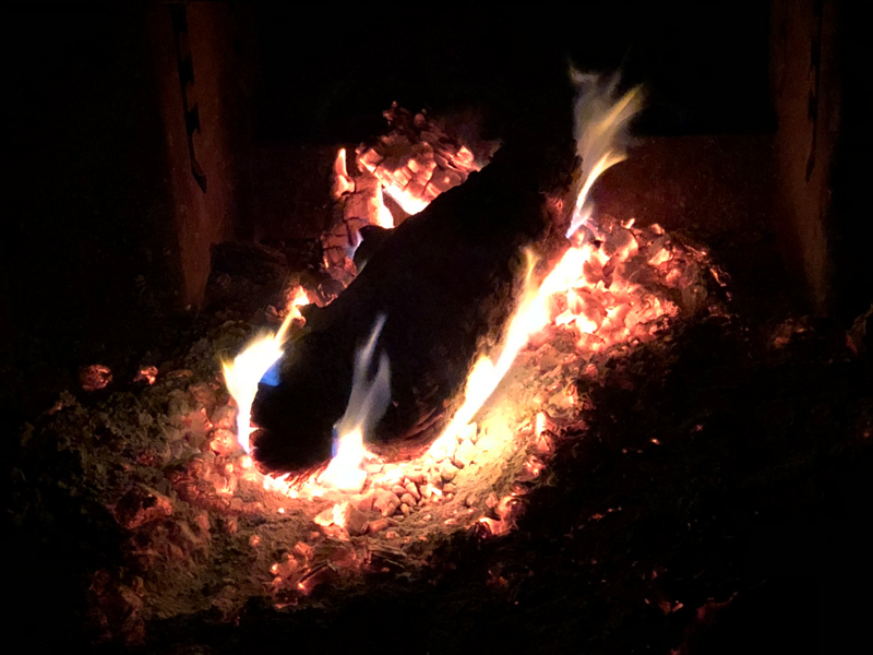 Fire on coals.