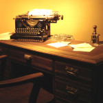 Desk and typewriter