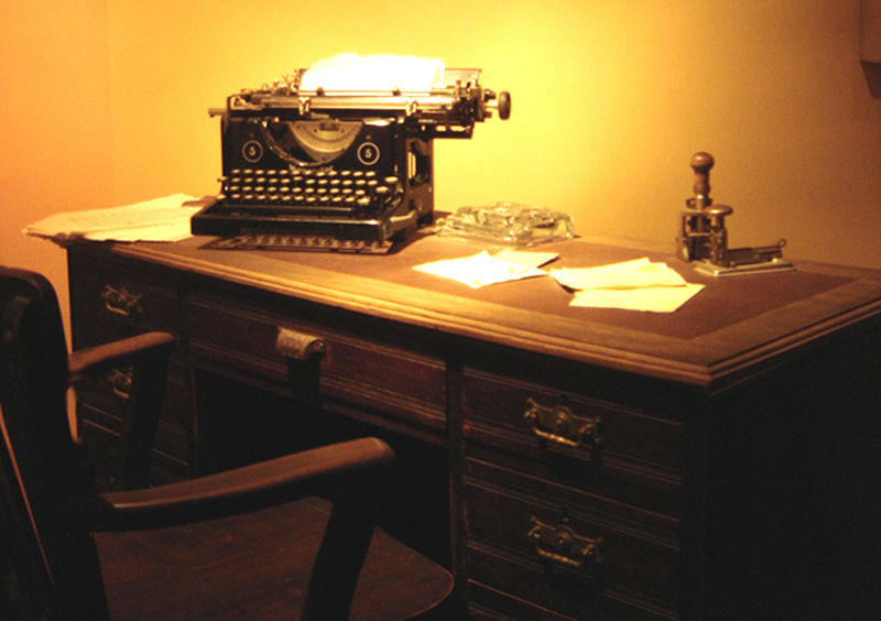 Desk and typewriter