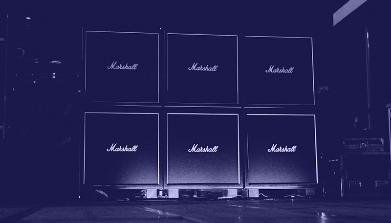 Stack of Marshall amplifiers.