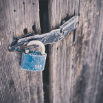 Padlock on barn doors