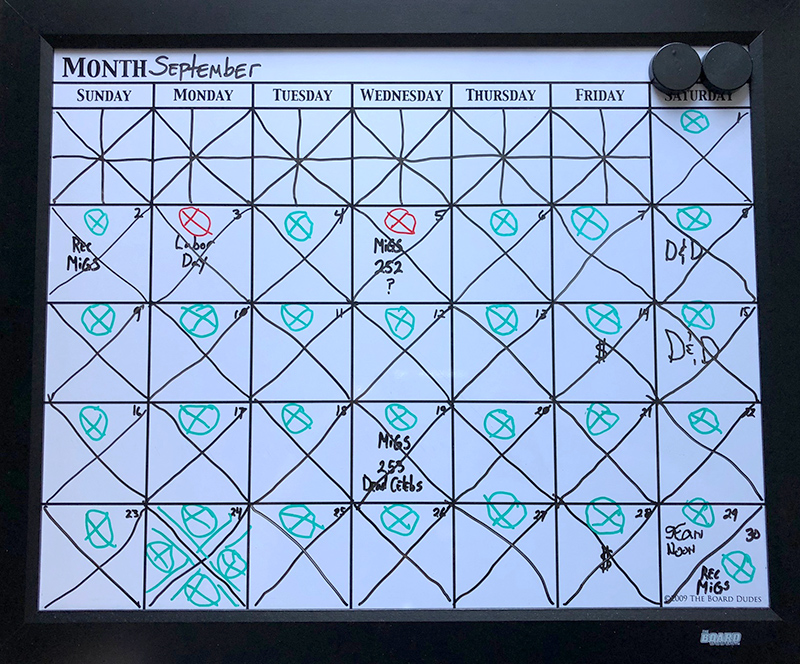 September's Progress Calendar.