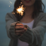 Woman holding a sparkler