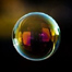 A floating soap bubble.