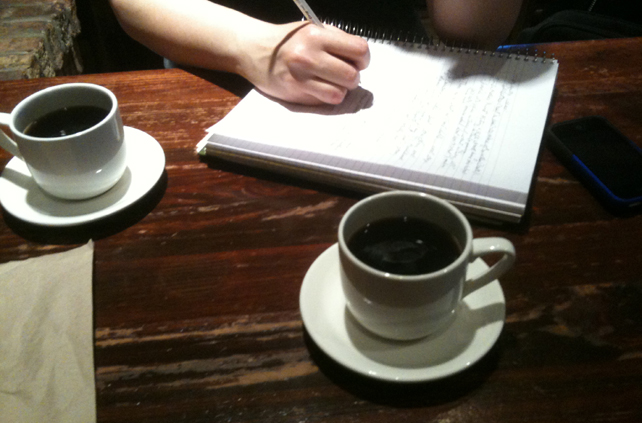 Writing in a notebook Writing in a notebook
